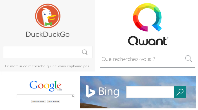 Divers moteurs de recherche sur Internet