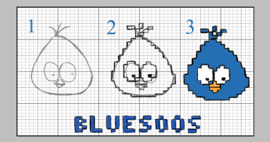 Dessin de bluesoos transformé en pixel art